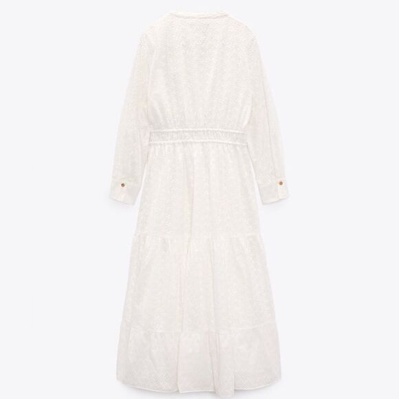 Zara Embroidered Midi Ruffled Dress - Picture 4 of 7
